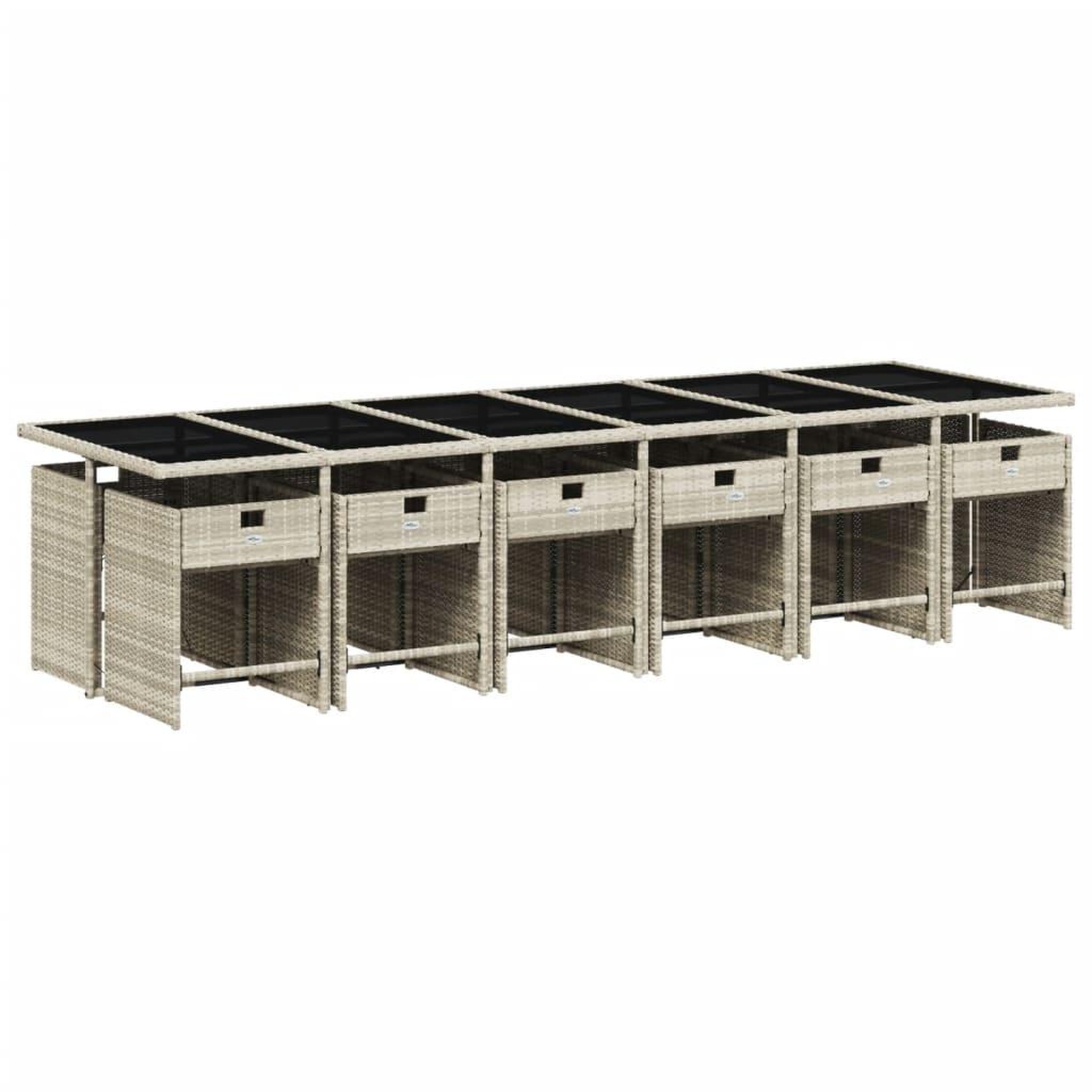 Voir la diapositive 3 : VIDAXL Ensemble a manger de jardin et coussins 13 pcs gris clair rotin