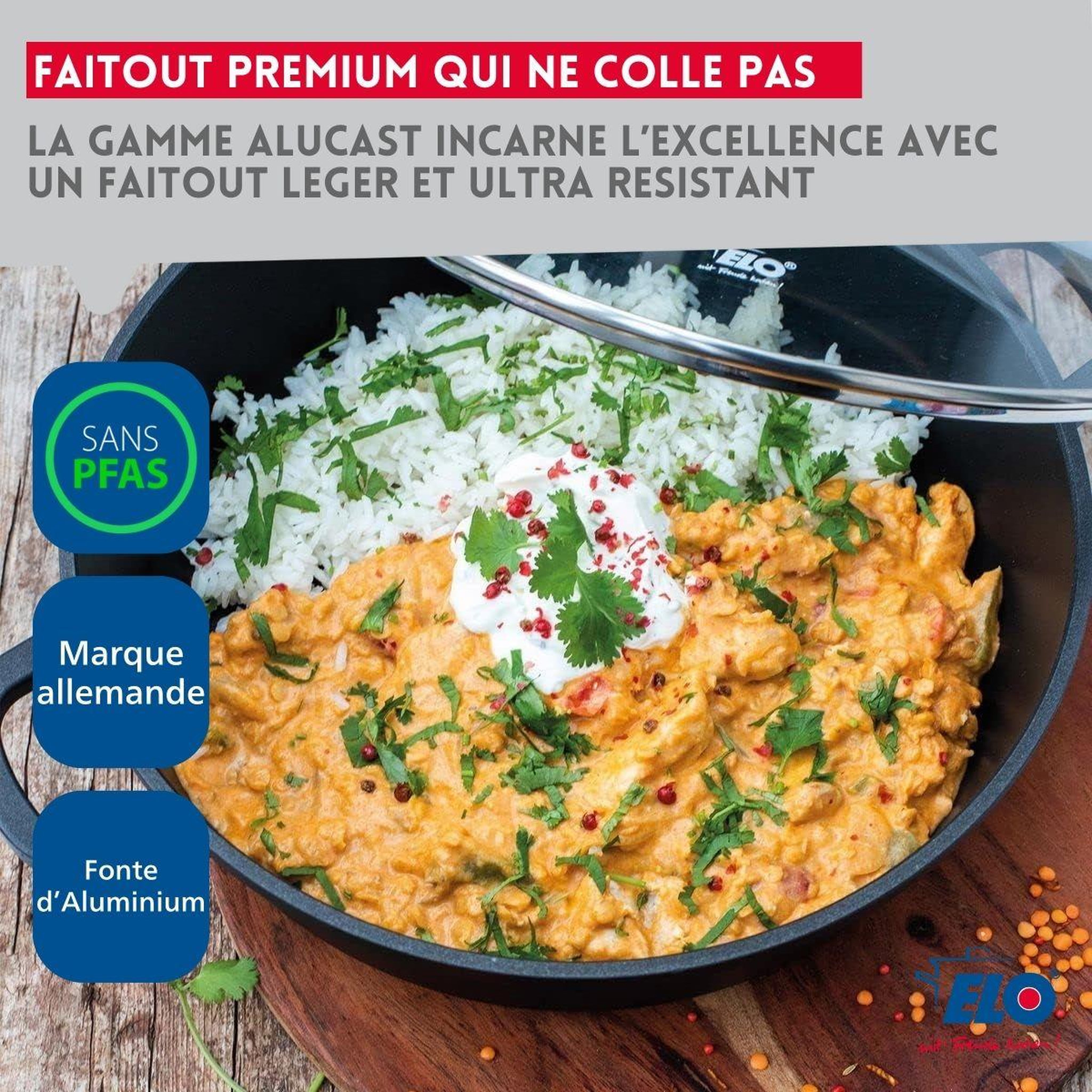 Voir la diapositive 3 : ELO Faitout 20 cm sans pfas elo alucast
