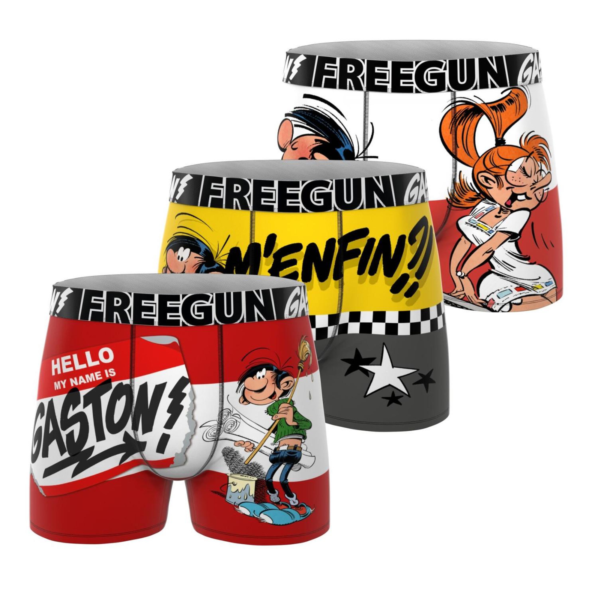 Voir la diapositive 1 : FREEGUN Lot de 3 boxers homme gaston lagaffe