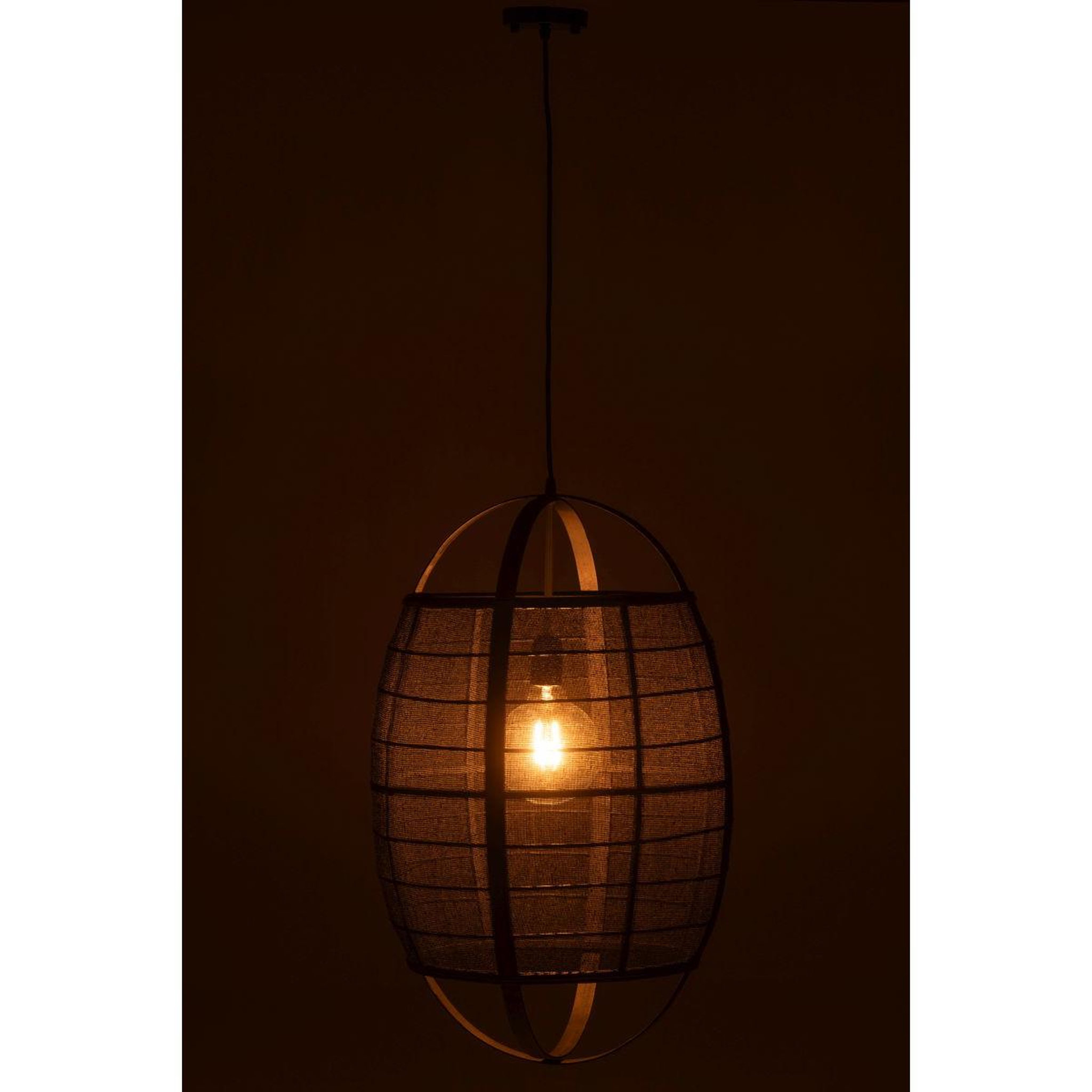 Voir la diapositive 3 : J-LINE Lampe Suspension en Bambou  Ion  66cm Noir