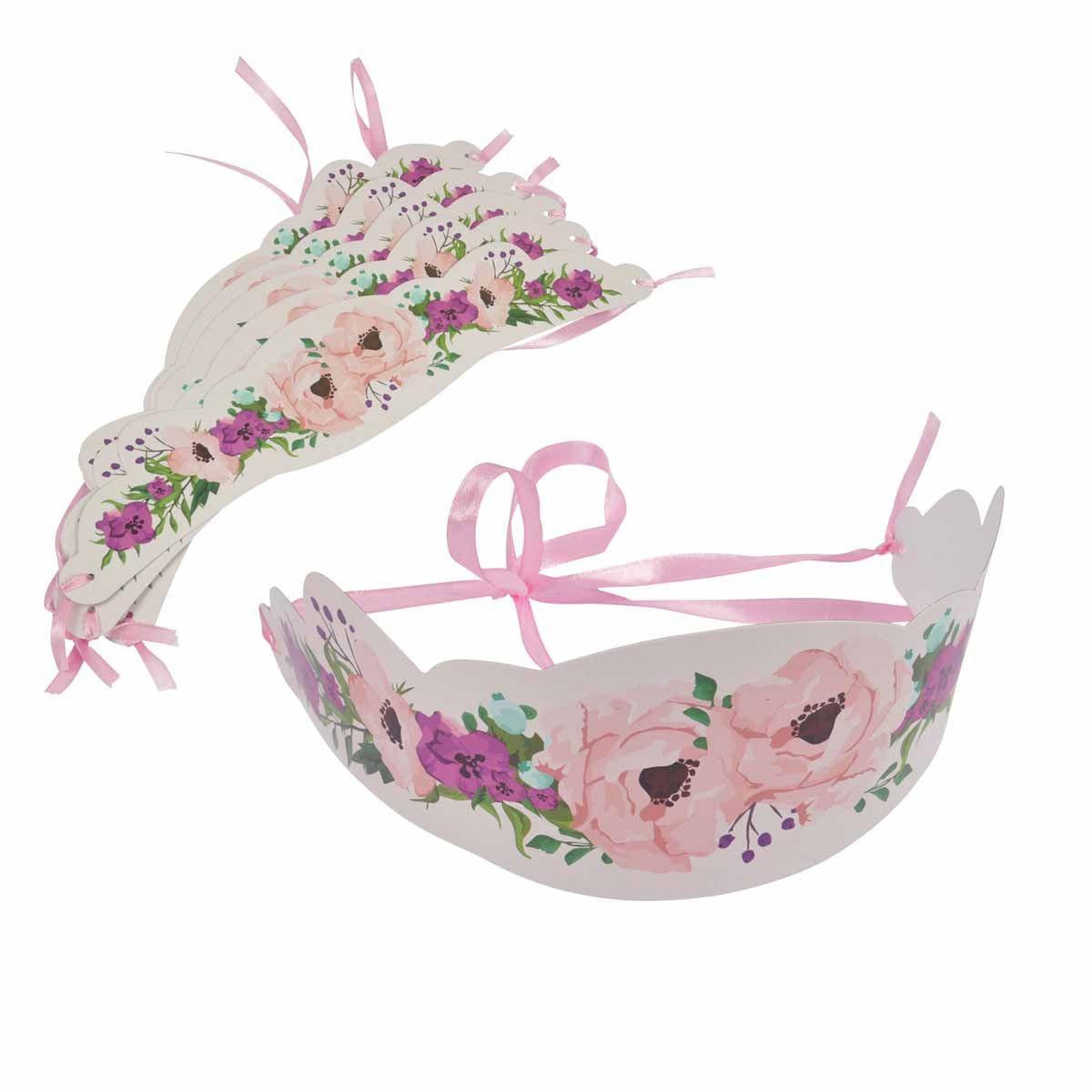 HOMEA Lot de 6 Couronnes de Fleurs  Boho Chat  16cm Rose
