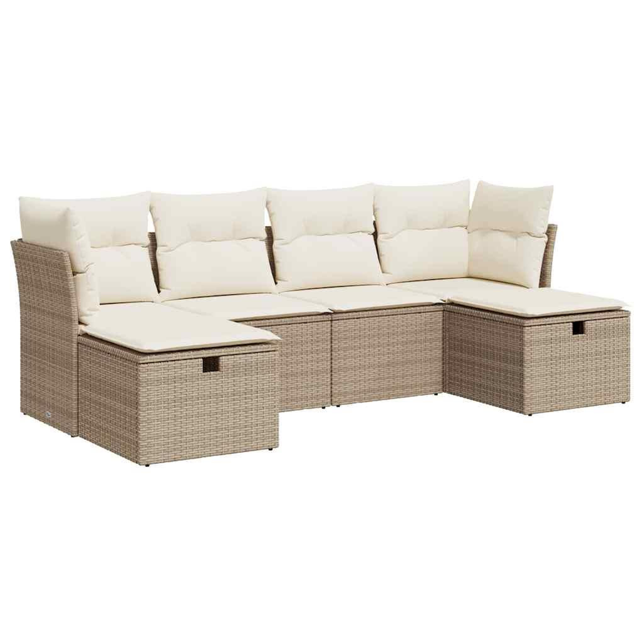 Voir la diapositive 2 : VIDAXL Salon de jardin avec coussins 6 pcs beige resine tressee