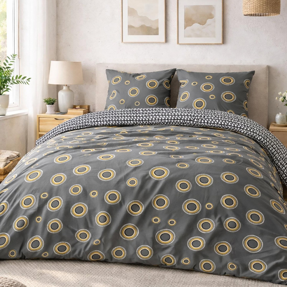 Home collection Parure housse de couette 100% coton lavé 57fils kaly