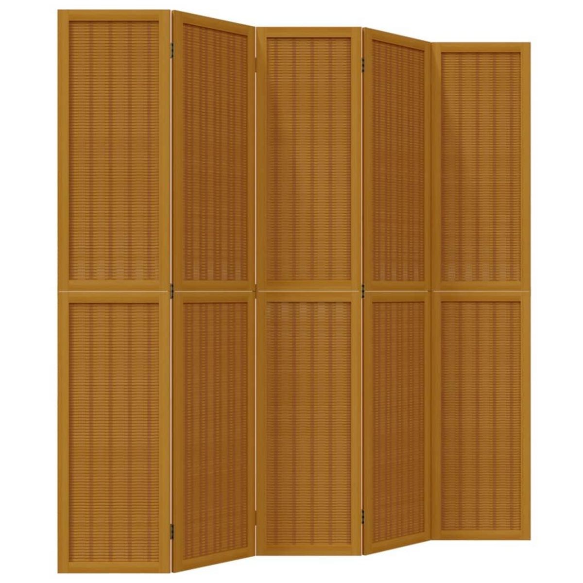 VIDAXL Cloison de separation 5 panneaux marron bois paulownia massif