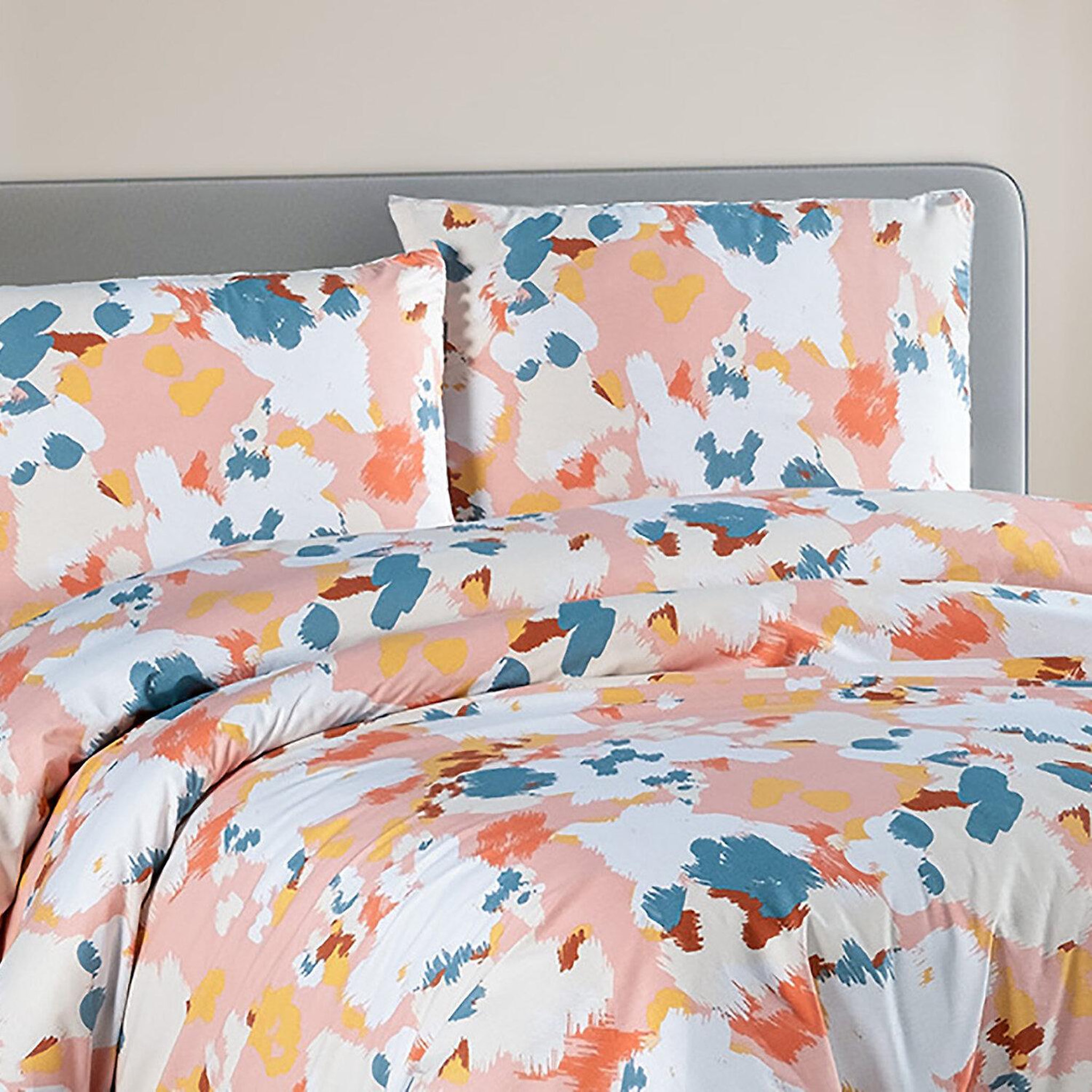 Voir la diapositive 2 : Home collection Parure housse de couette 3 pcs 240x220 cm 100% coton 57 fils imprimé. Eclat