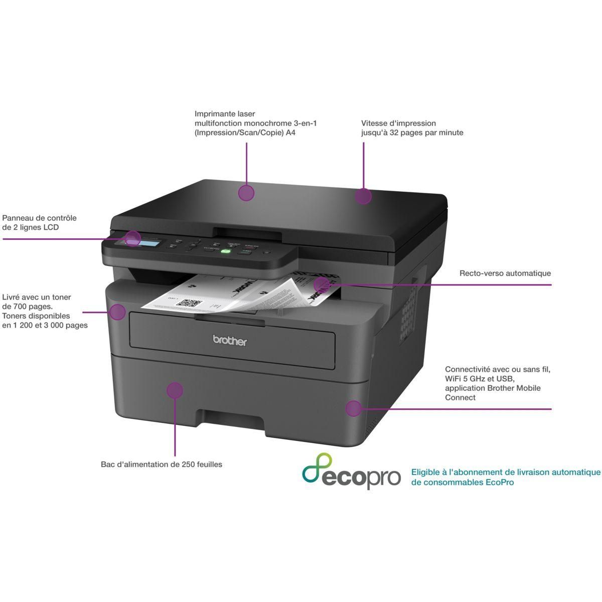 Brother Imprimante multifonction DCP-L2627DWE éligible à EcoPro