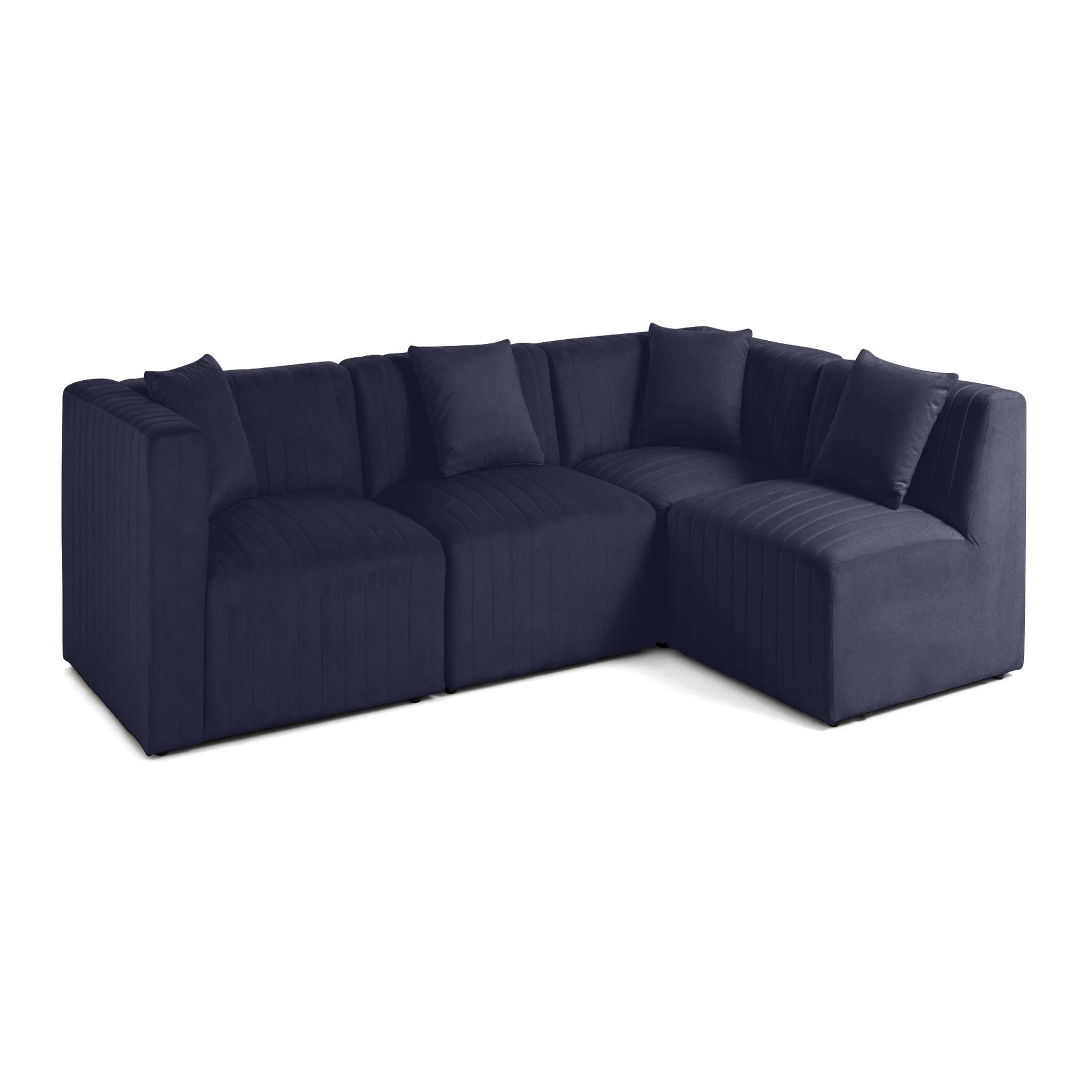 Voir la diapositive 5 : LISA DESIGN Nova - canapé modulable d'angle droit - 5 places - avec pouf d'appoint - en velours