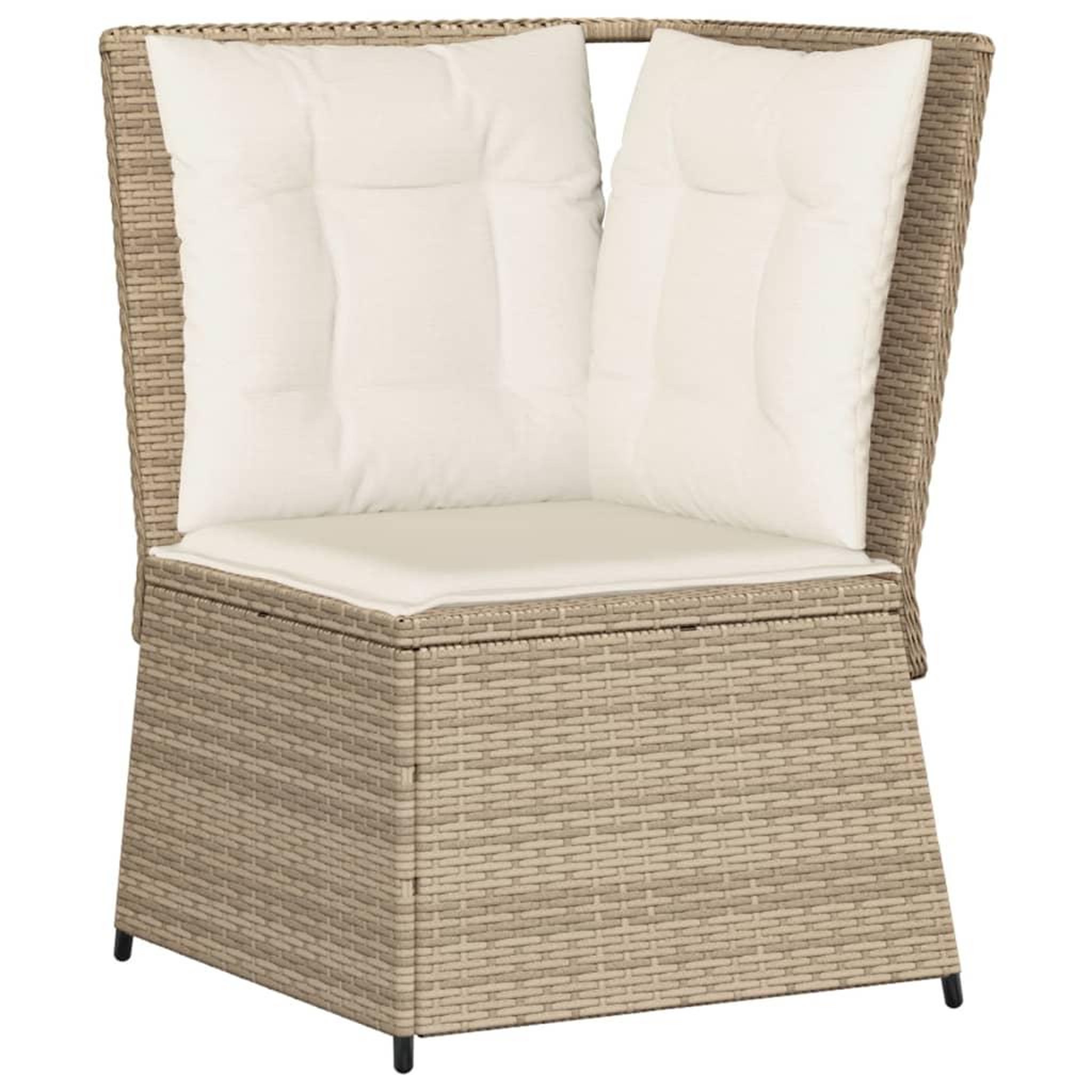 Voir la diapositive 2 : VIDAXL Canape d'angle de jardin avec coussins beige resine tressee