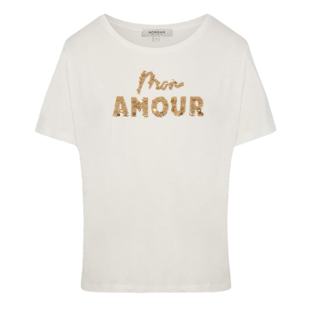 MORGAN T-Shirt Blanc Femme Morgan Broderie Sequins