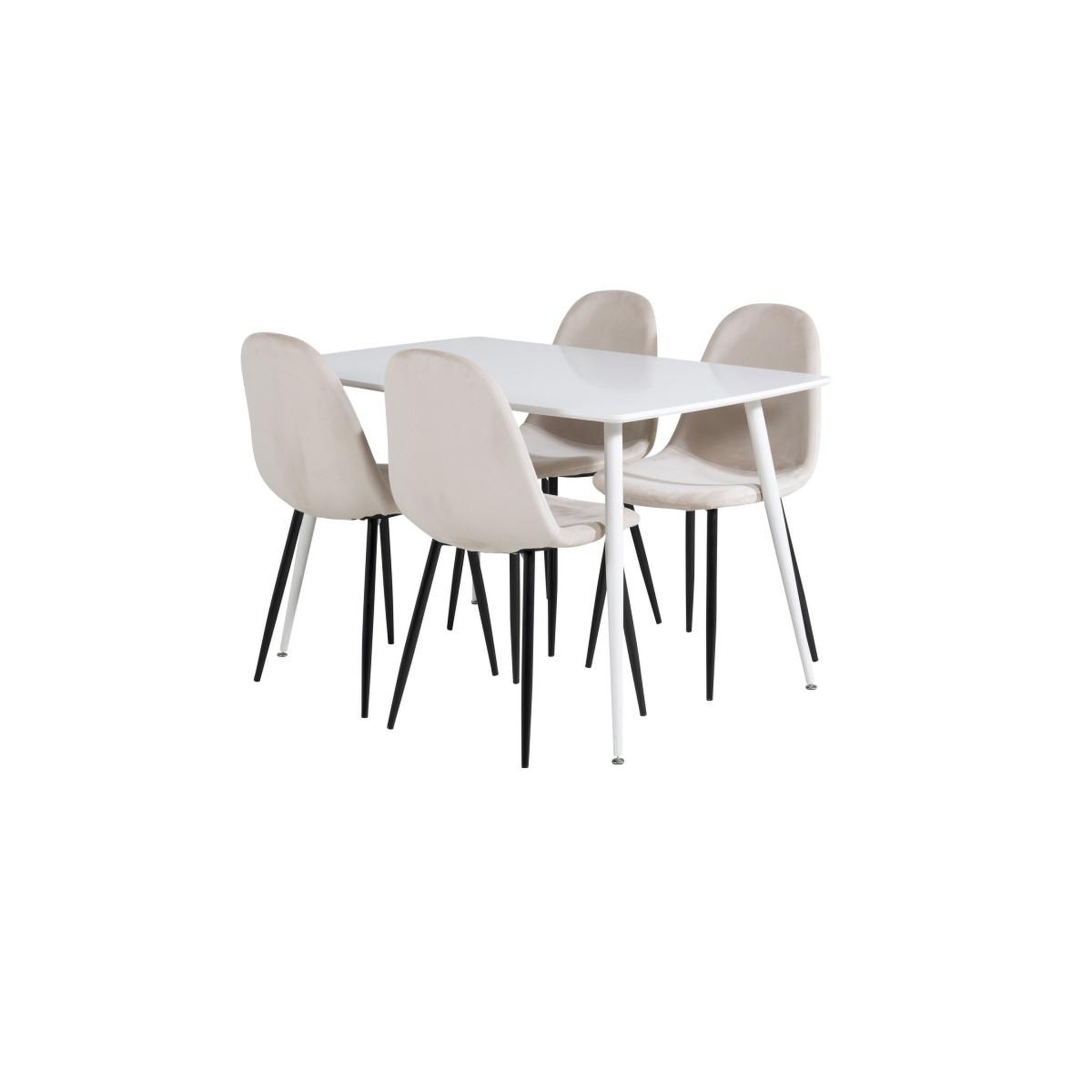 Voir la diapositive 3 : Paris Prix Ensemble table à manger & 4 chaises  polar  120cm blanc & beige