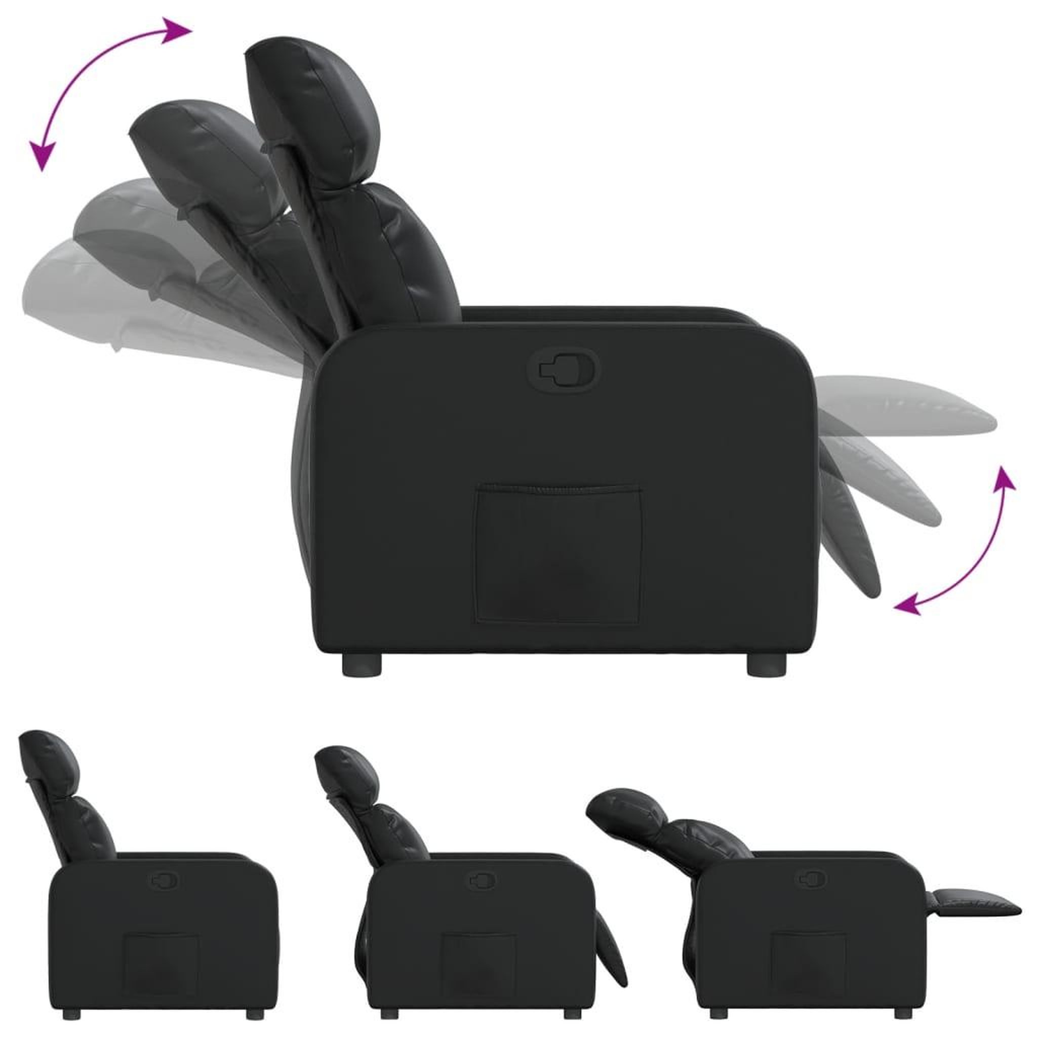 Voir la diapositive 4 : VIDAXL Fauteuil inclinable Noir Similicuir