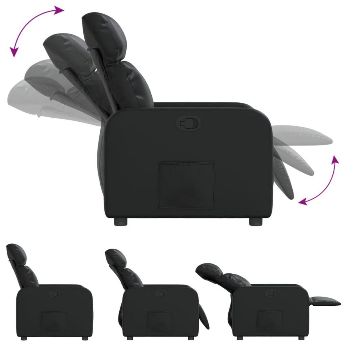 VIDAXL Fauteuil inclinable Noir Similicuir