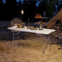 Voir la diapositive 2 : OUTSUNNY Table pliante de camping jardin dim. 180 x 74 x 74 cm avec poignée métal époxy gris HDPE blanc