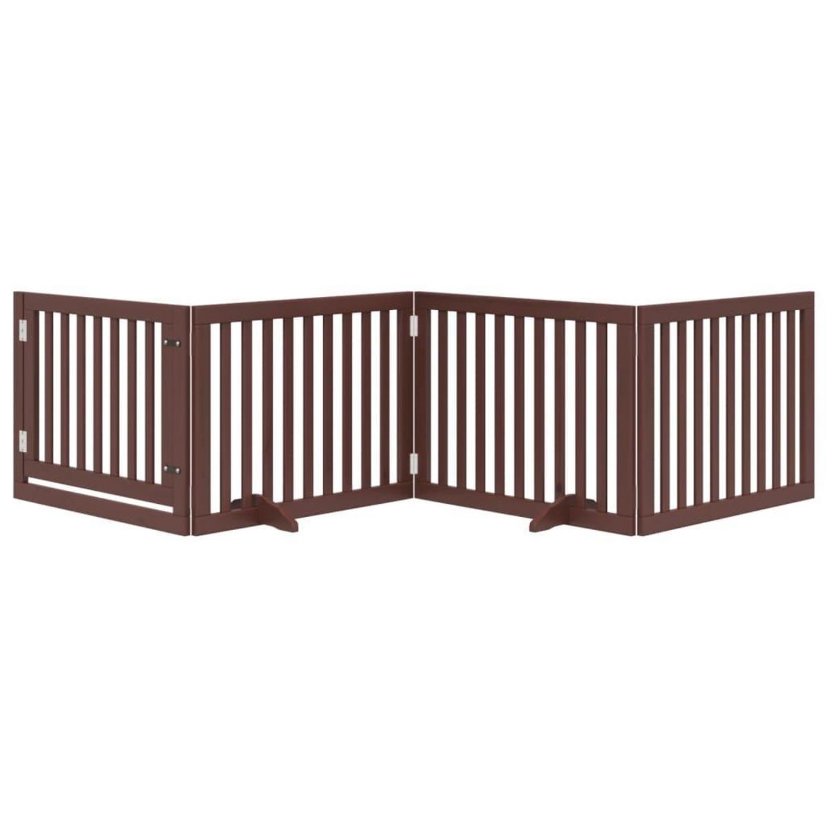 VIDAXL Barriere pour chiens avec porte 4 panneaux bois de peuplier