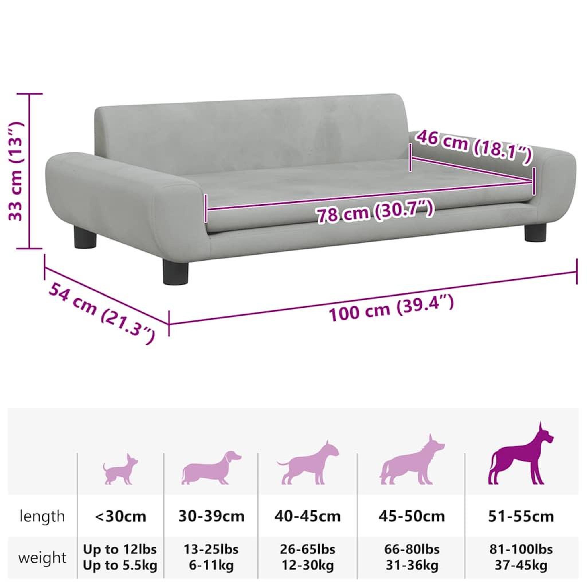 Voir la diapositive 6 : VIDAXL Lit pour chien gris clair 100x54x33 cm velours