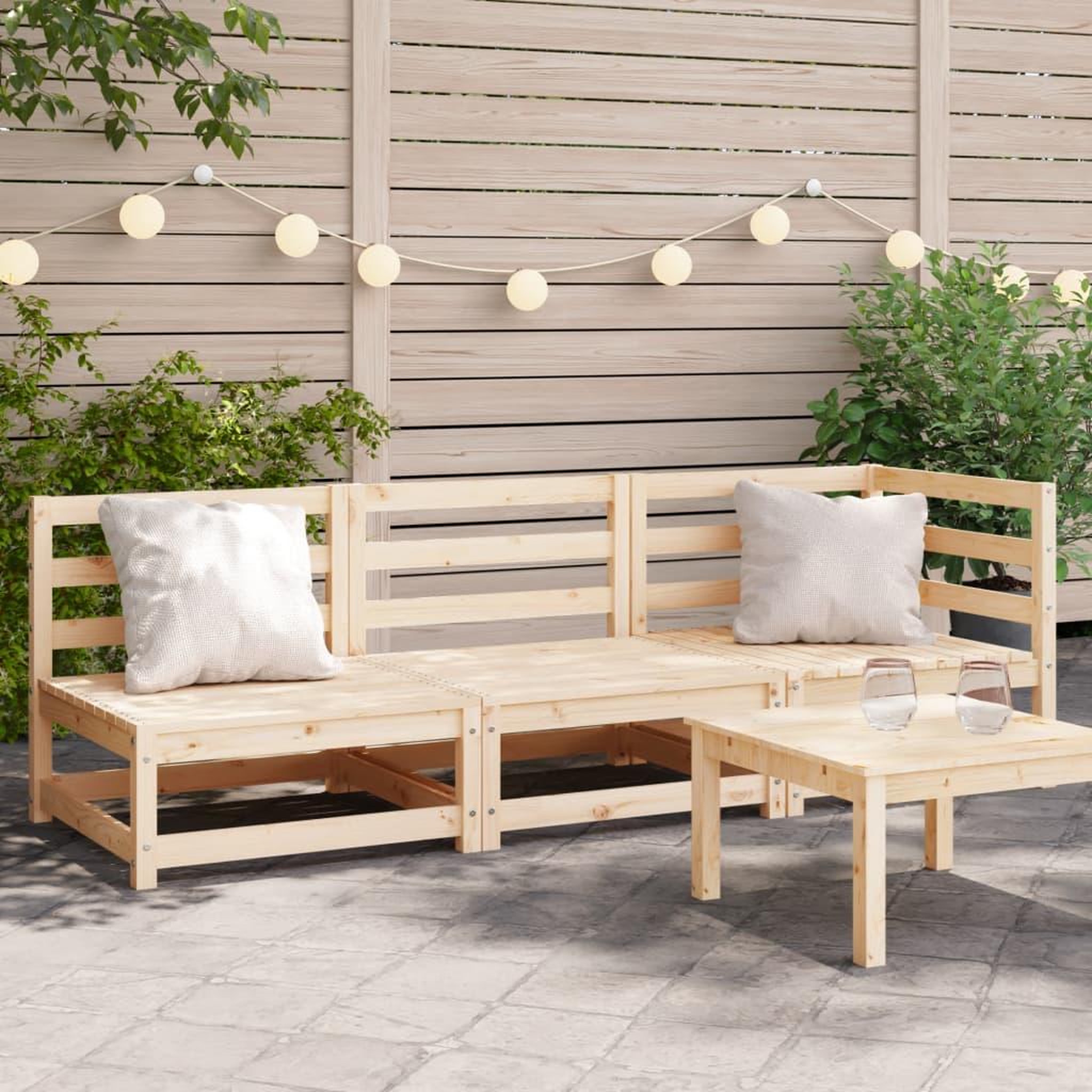 VIDAXL Canape de jardin 3 places bois de pin massif