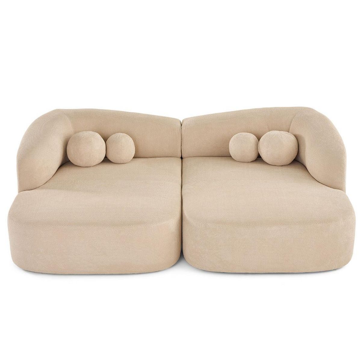 LISA DESIGN Charles - canapé droit 4 places avec double méridienne - assise profonde - en velours texturé