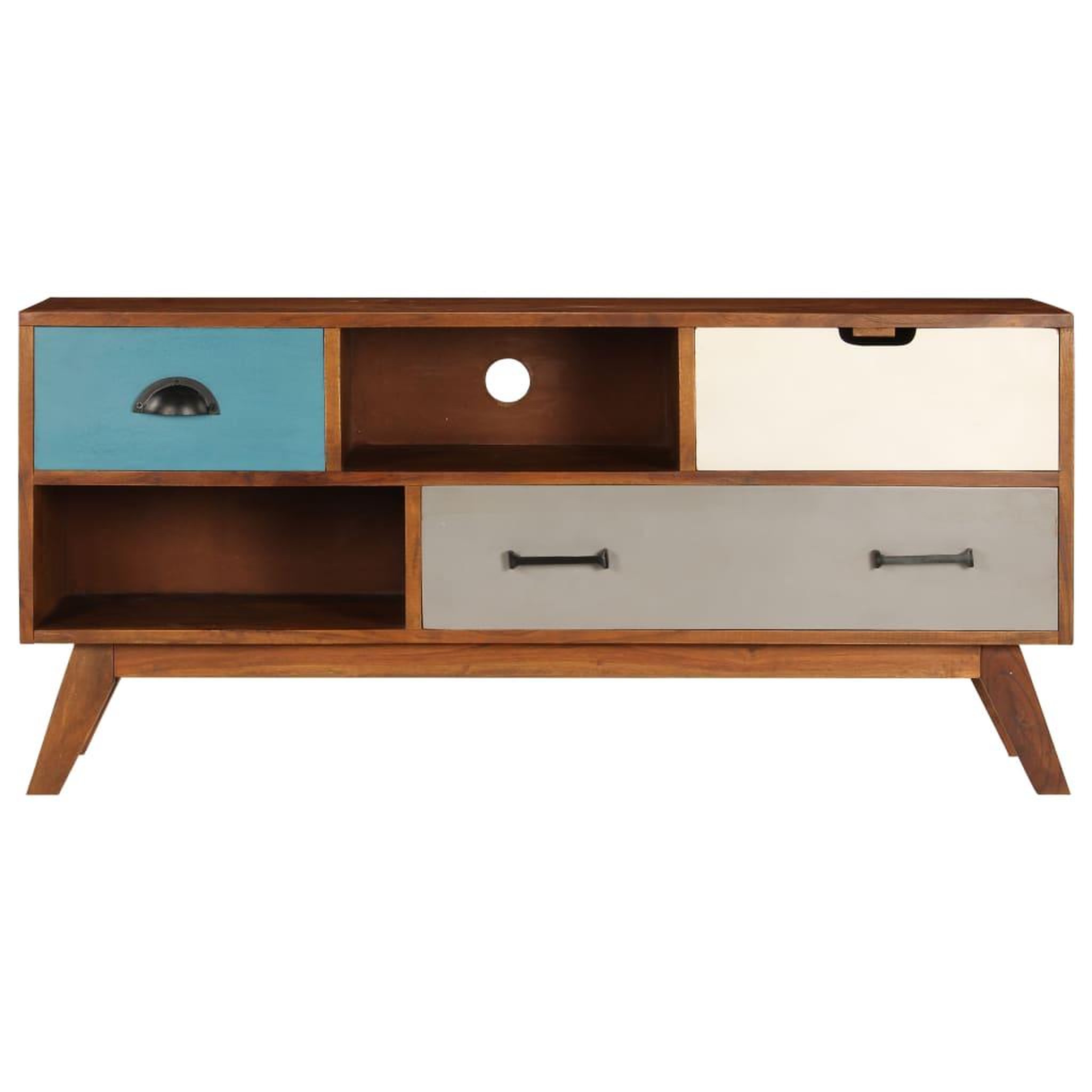 Voir la diapositive 3 : VIDAXL Meuble TV avec 3 tiroirs 110x35x50 cm Bois d'acacia solide