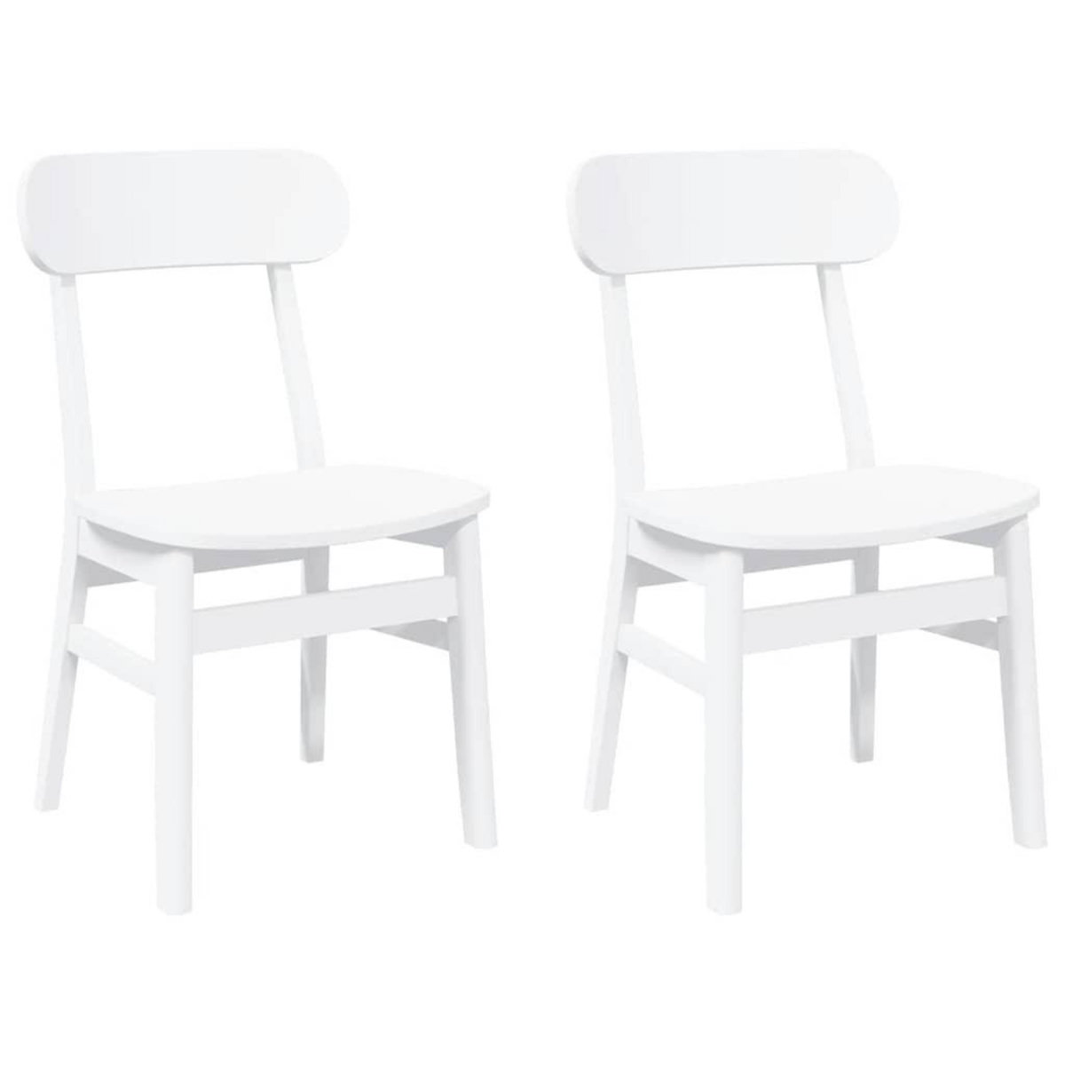 VIDAXL Chaises a manger 2 pcs blanc bois massif caoutchouc