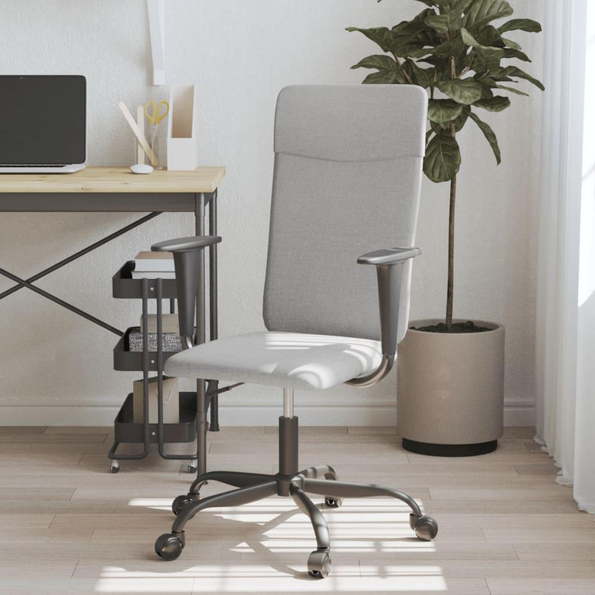 VIDAXL Chaise de bureau reglable en hauteur gris clair tissu