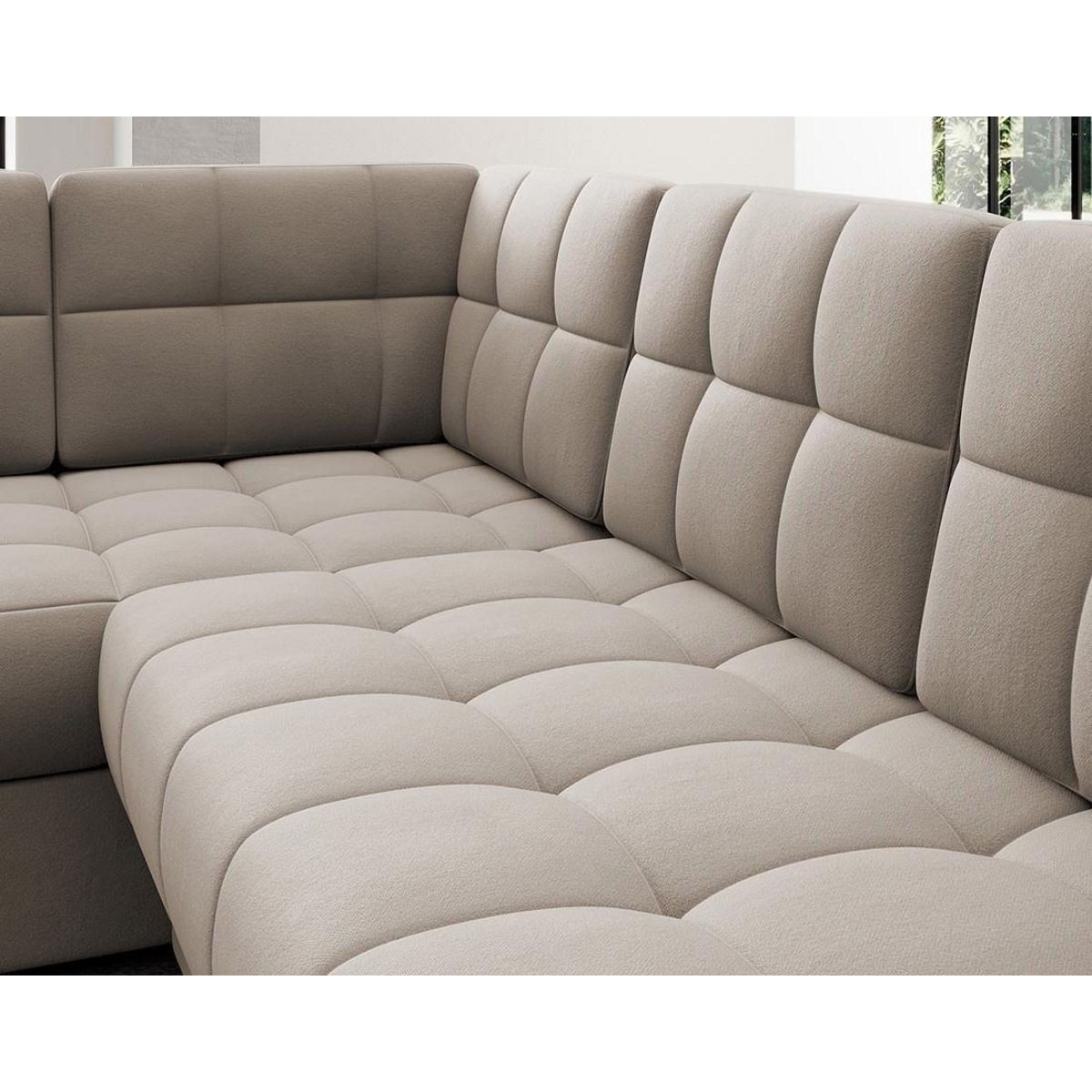 BEST MOBILIER Nappa - canapé panoramique d'angle gauche 7 places convertible avec coffre en velours