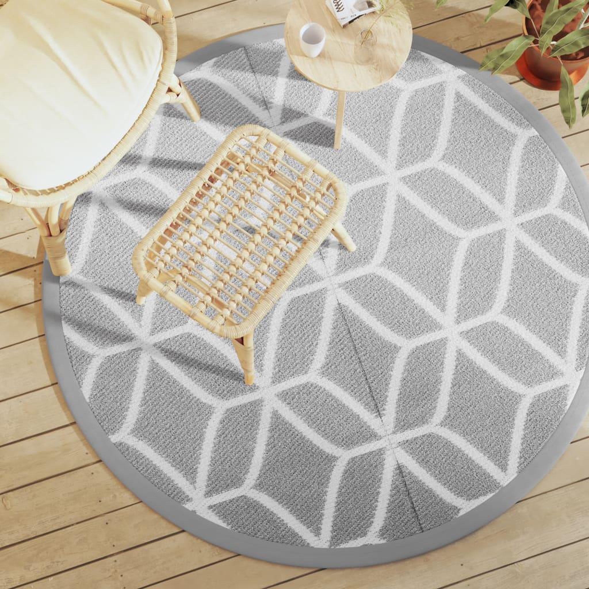 VIDAXL Tapis d'exterieur ARAKIL gris Ø160 cm PP