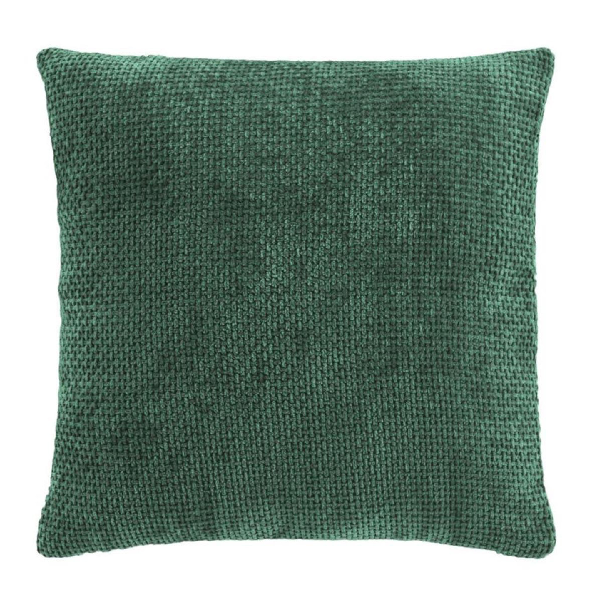 Douceur d'Intérieur Housse de coussin en velours chenille  leo  40x40cm vert cèdre