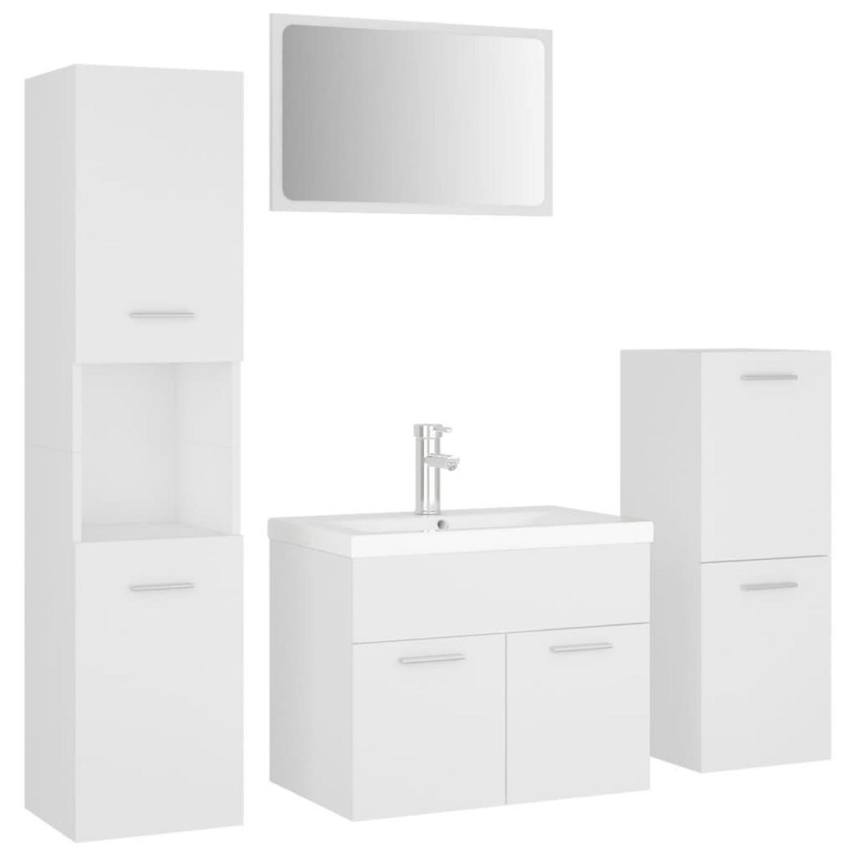 VIDAXL Ensemble de meubles de salle de bain Blanc Agglomere