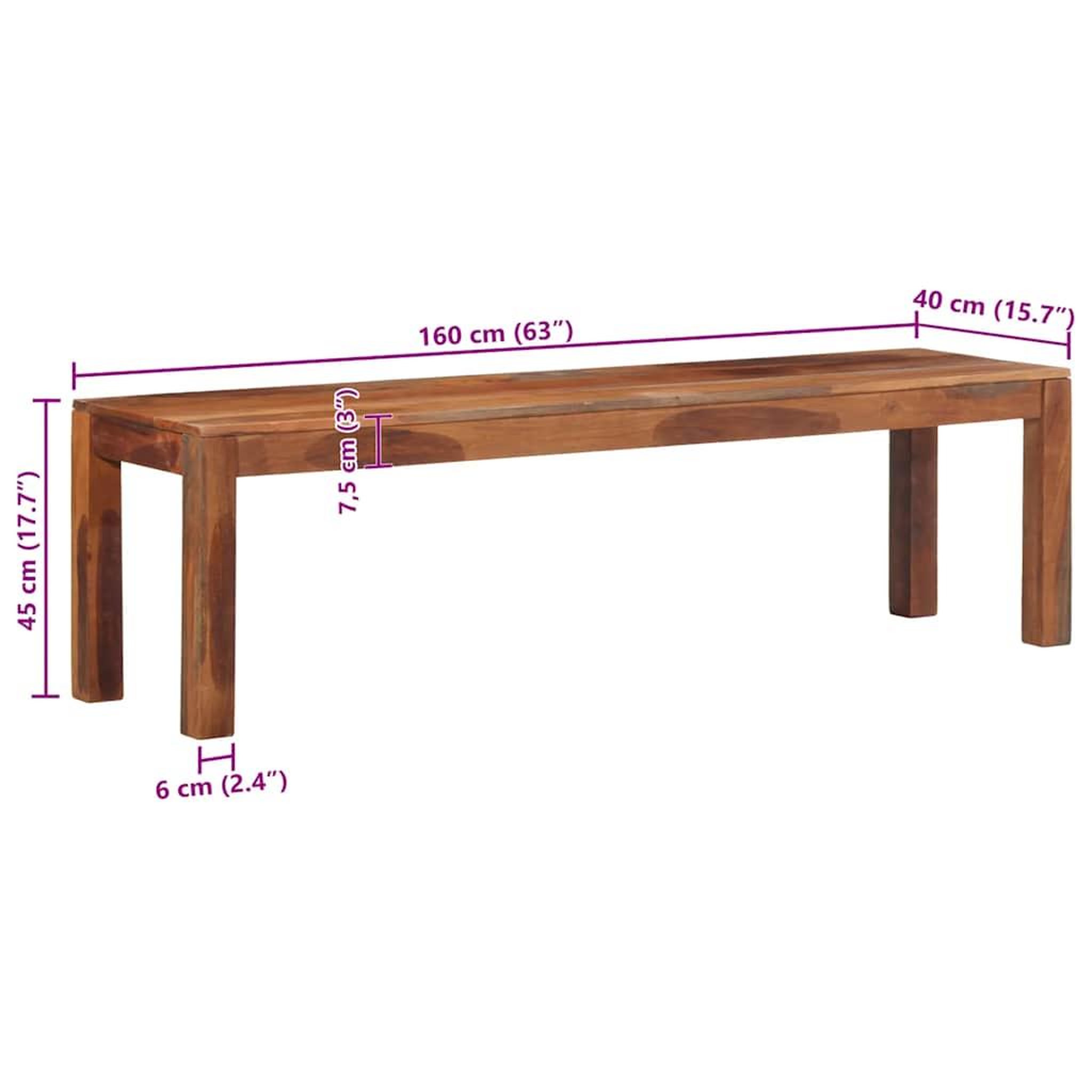 Voir la diapositive 6 : VIDAXL Banc 160 cm bois d'acacia massif
