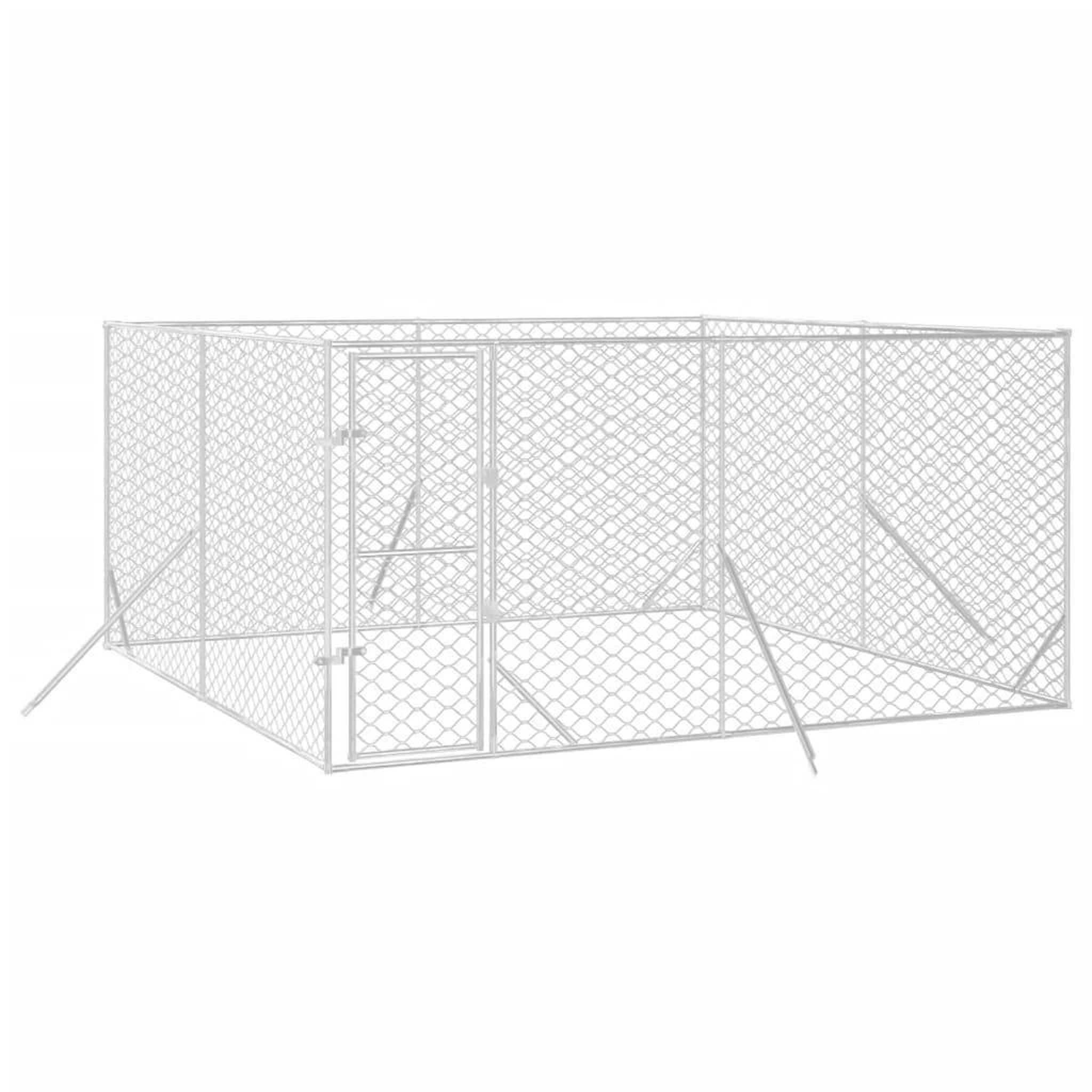 Voir la diapositive 3 : VIDAXL Chenil d'exterieur pour chiens argente 4x4x2 m acier galvanise