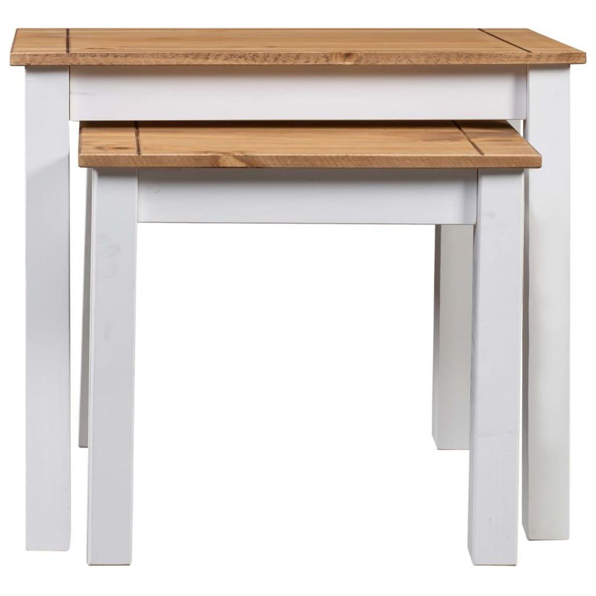 VIDAXL Tables gigognes 2pcs Blanc Bois pin massif Assortiment Panama
