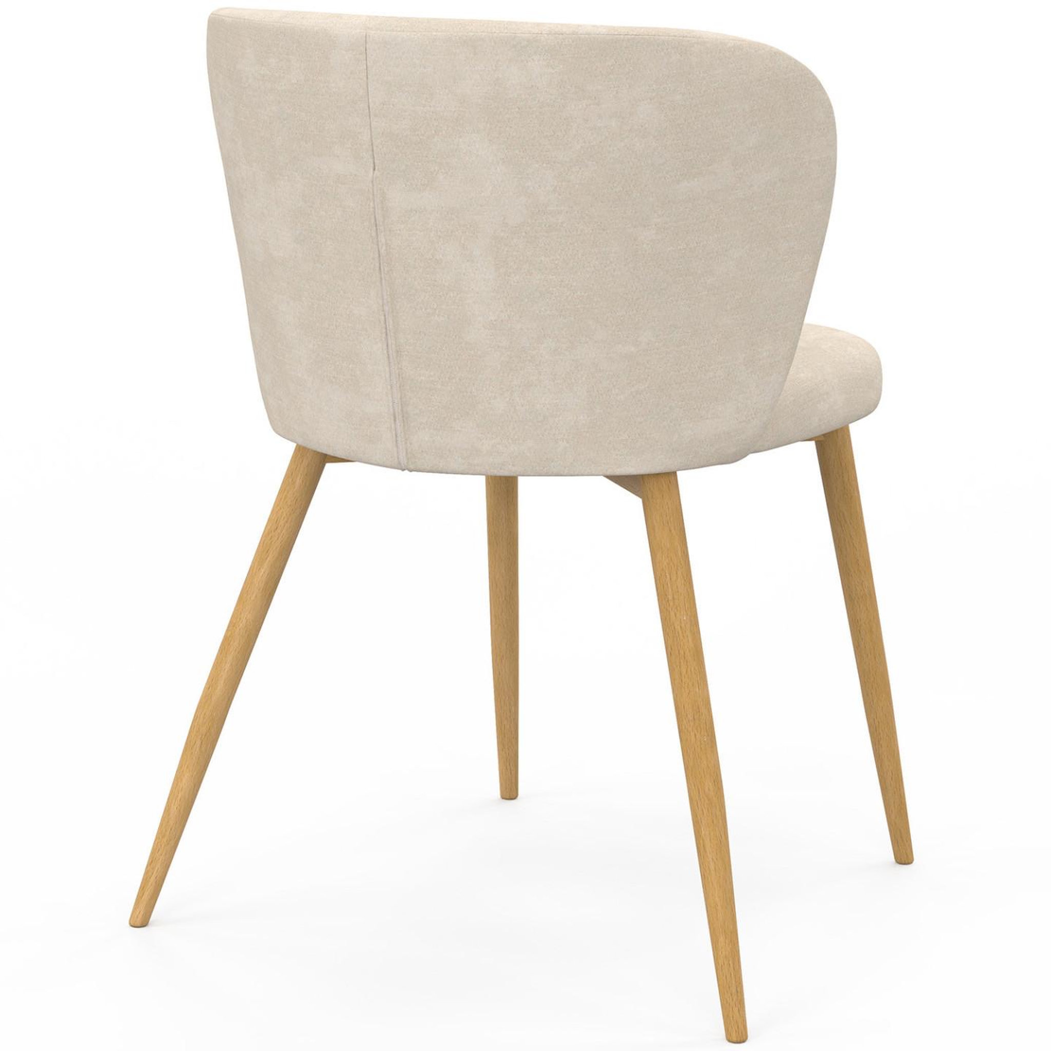 Voir la diapositive 4 : ID MARKET Lot de 4 chaises paulie en tissu chenille beige et pieds effet bois pour salle à manger
