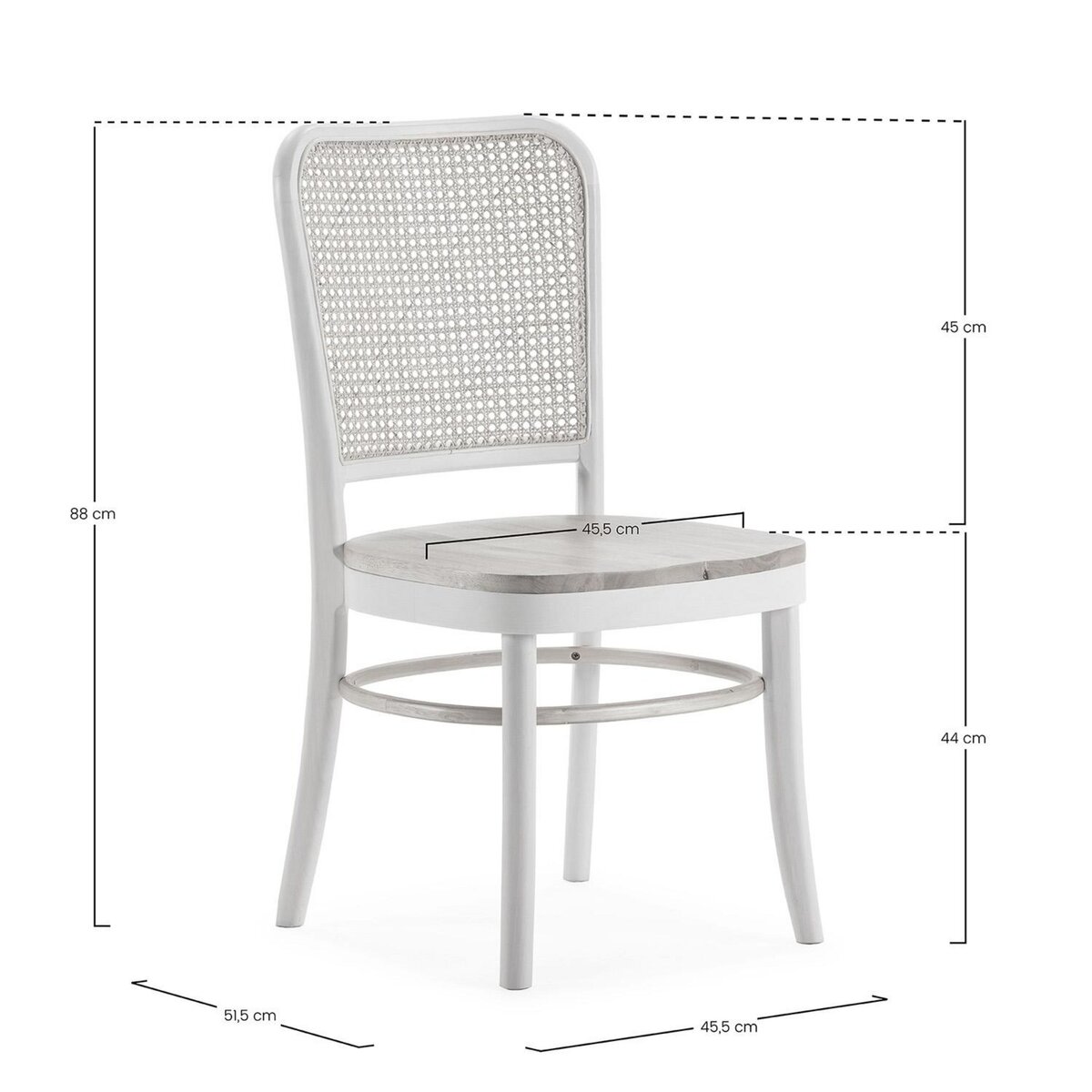 VS VENTA-STOCK Pack de 2 chaises Vesta Couleur Blanc, Bois Massif et Rotin naturel