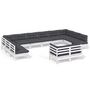 Voir la diapositive 2 : VIDAXL Salon de jardin 12 pcs avec coussins blanc bois de pin solide