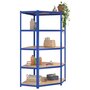 Voir la diapositive 3 : VIDAXL Etagere d'angle a 5 niveaux Bleu Acier et bois d'ingenierie