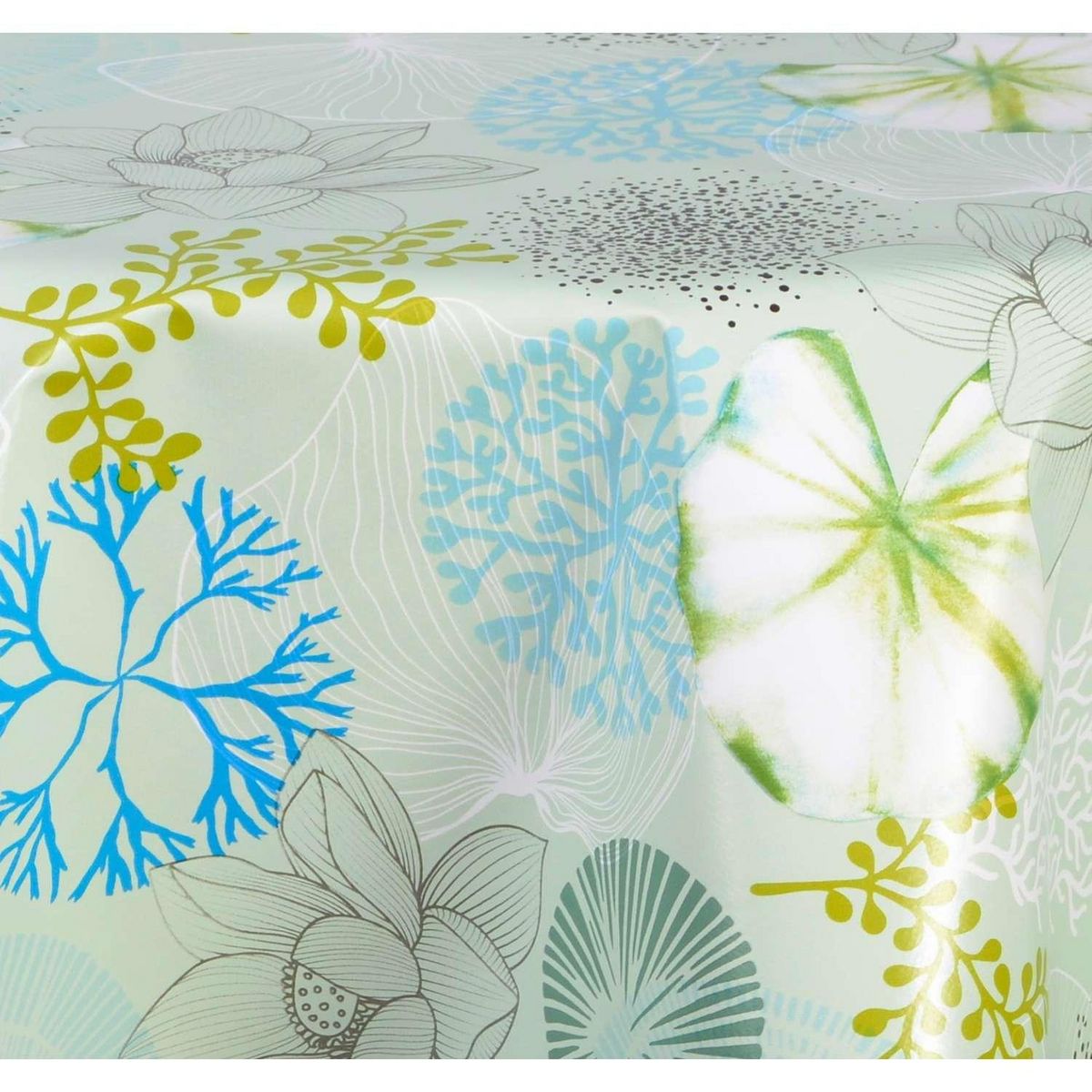 HABITABLE Nappe en toile cirée ronde Nofica - Diam. 135 cm - Vert