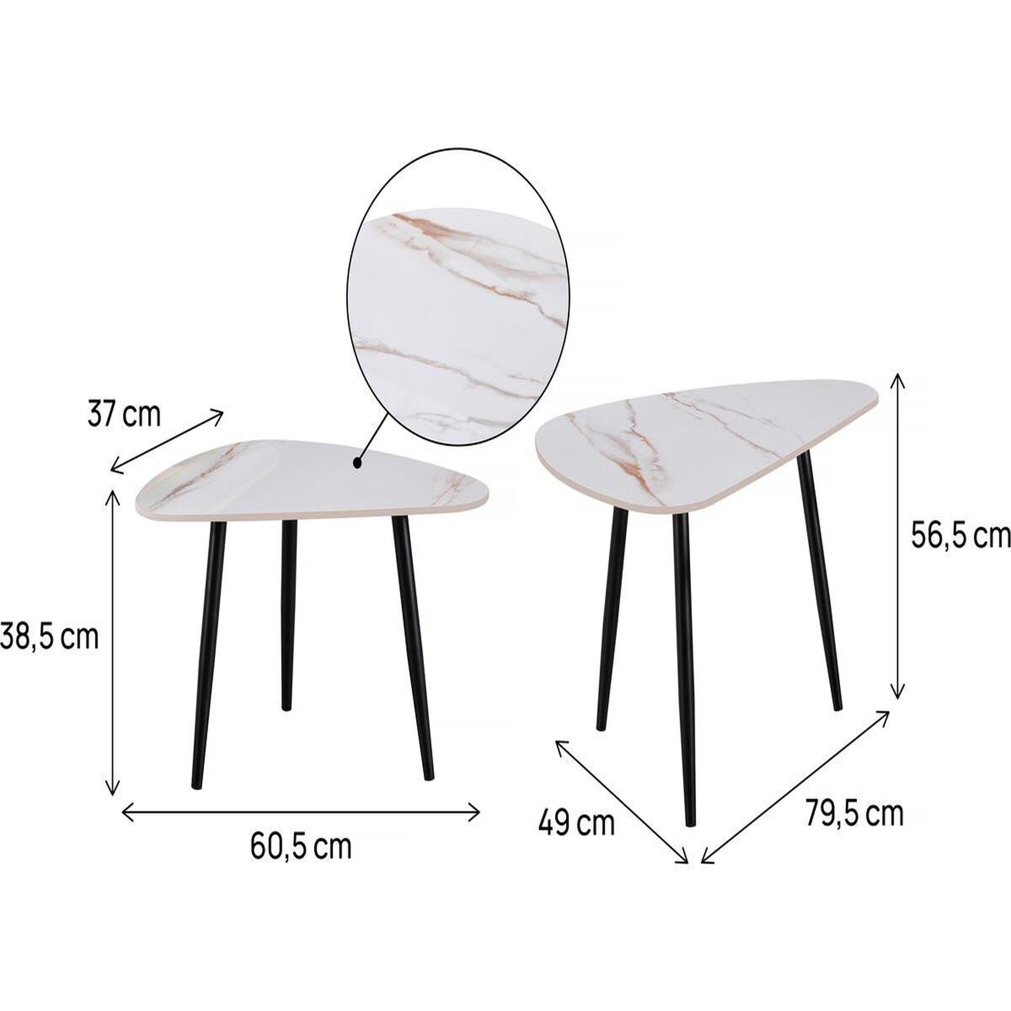 Voir la diapositive 3 : Habitat et Jardin Lot de 2 tables basses gigognes en céramique  terra  - 49 x 79 x 56 cm - blanc