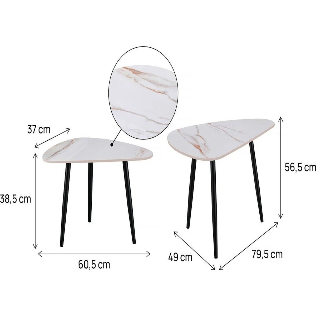 Habitat et Jardin Lot de 2 tables basses gigognes en céramique  Terra  - 49 x 79 x 56 cm - Blanc