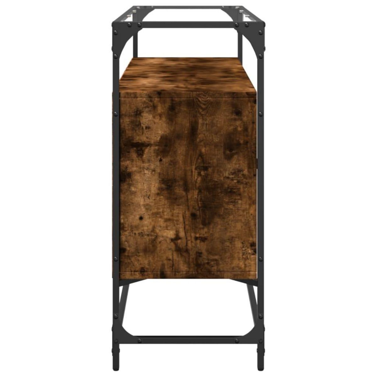 VIDAXL Buffet avec dessus en verre chene fume bois d'ingenierie