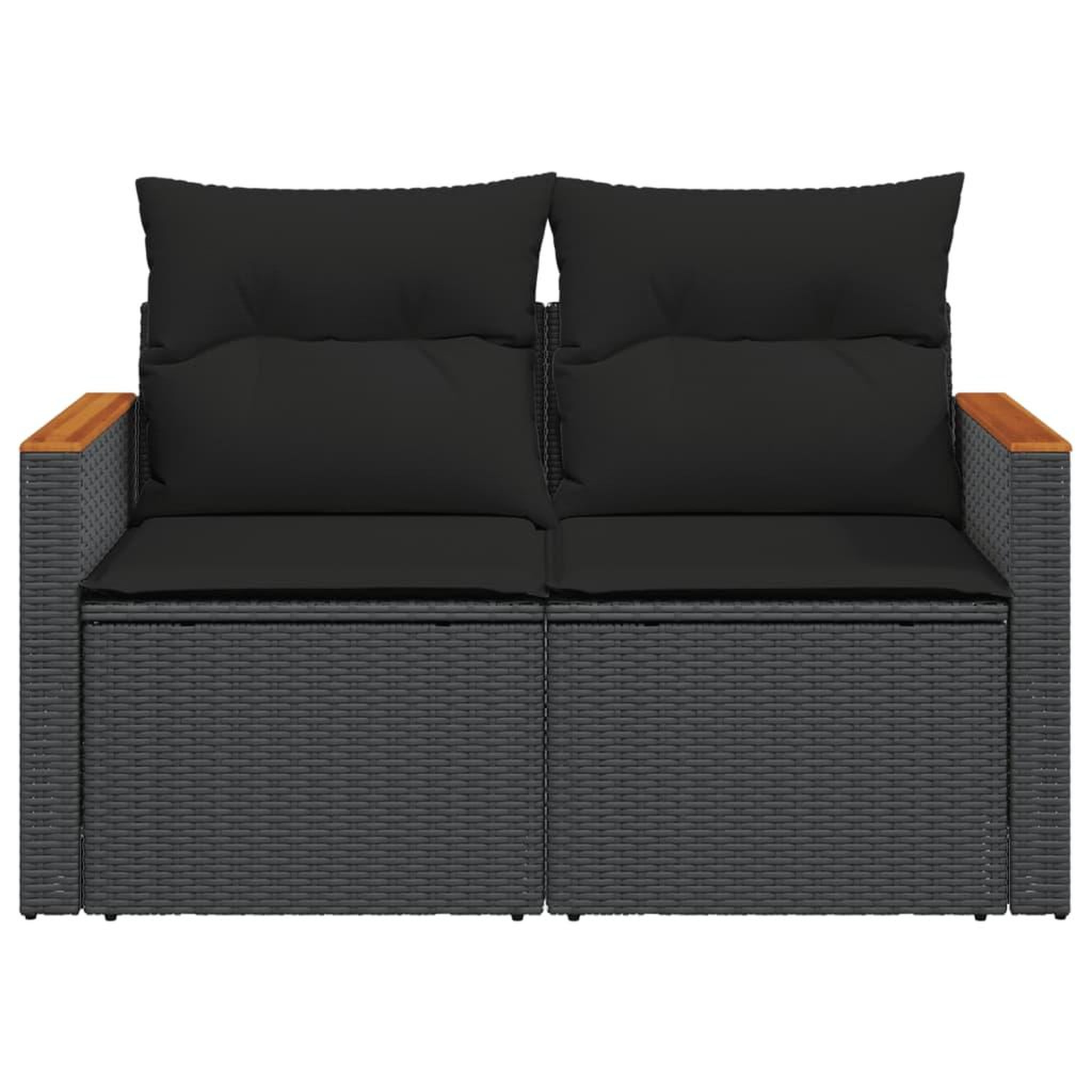 Voir la diapositive 5 : VIDAXL Canape de jardin avec coussins 2 places noir resine tressee