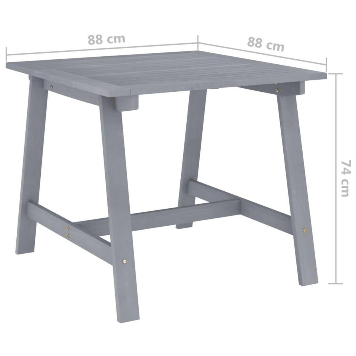 VIDAXL Table a dîner de jardin Gris 88x88x74 cm Bois d'acacia massif