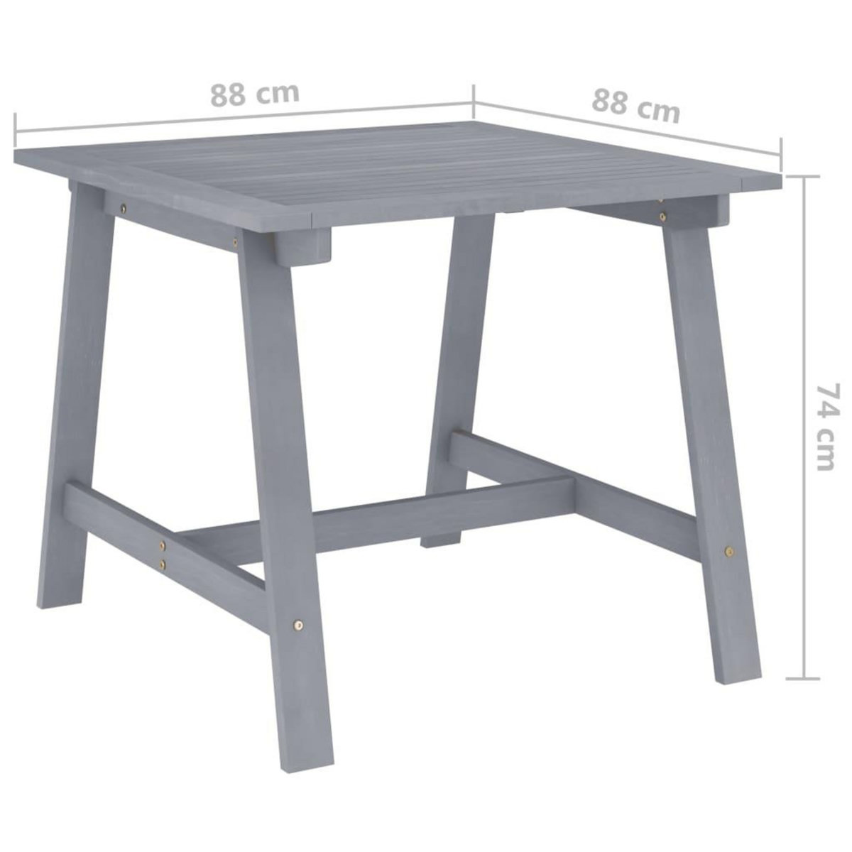 VIDAXL Table a dîner de jardin Gris 88x88x74 cm Bois d'acacia massif