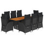 Voir la diapositive 2 : VIDAXL Ensemble a manger de jardin 9pcs coussins noir resine tressee