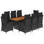 Voir la diapositive 2 : VIDAXL Ensemble a manger de jardin 9pcs coussins noir resine tressee