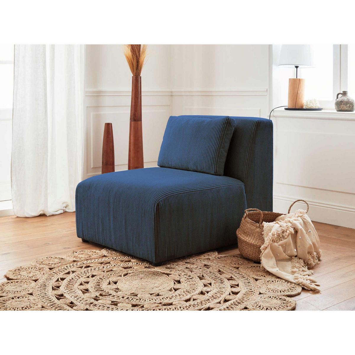 LISA DESIGN Victoire - canapé modulable panoramique d'angle droit - 7 places - en velours côtelé