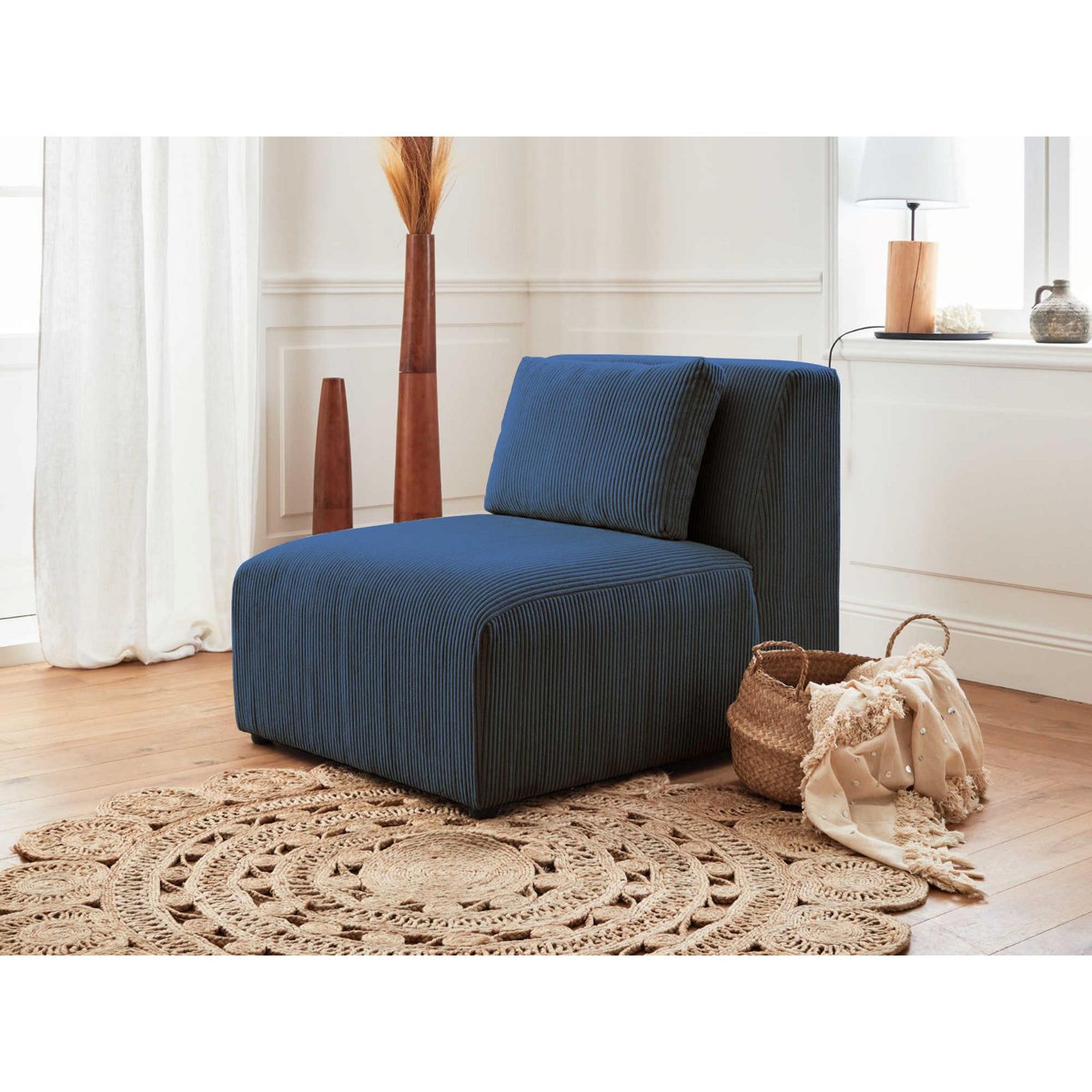 LISA DESIGN Victoire - canapé modulable panoramique d'angle droit - 7 places - en velours côtelé