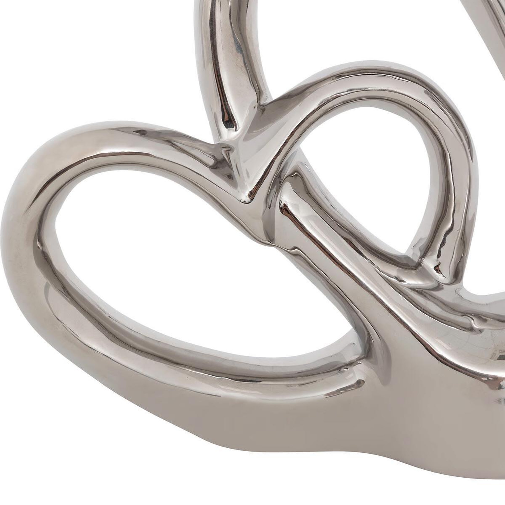 Voir la diapositive 2 : ATMOSPHERA Double cœur déco en dolomite  safina  21cm argent