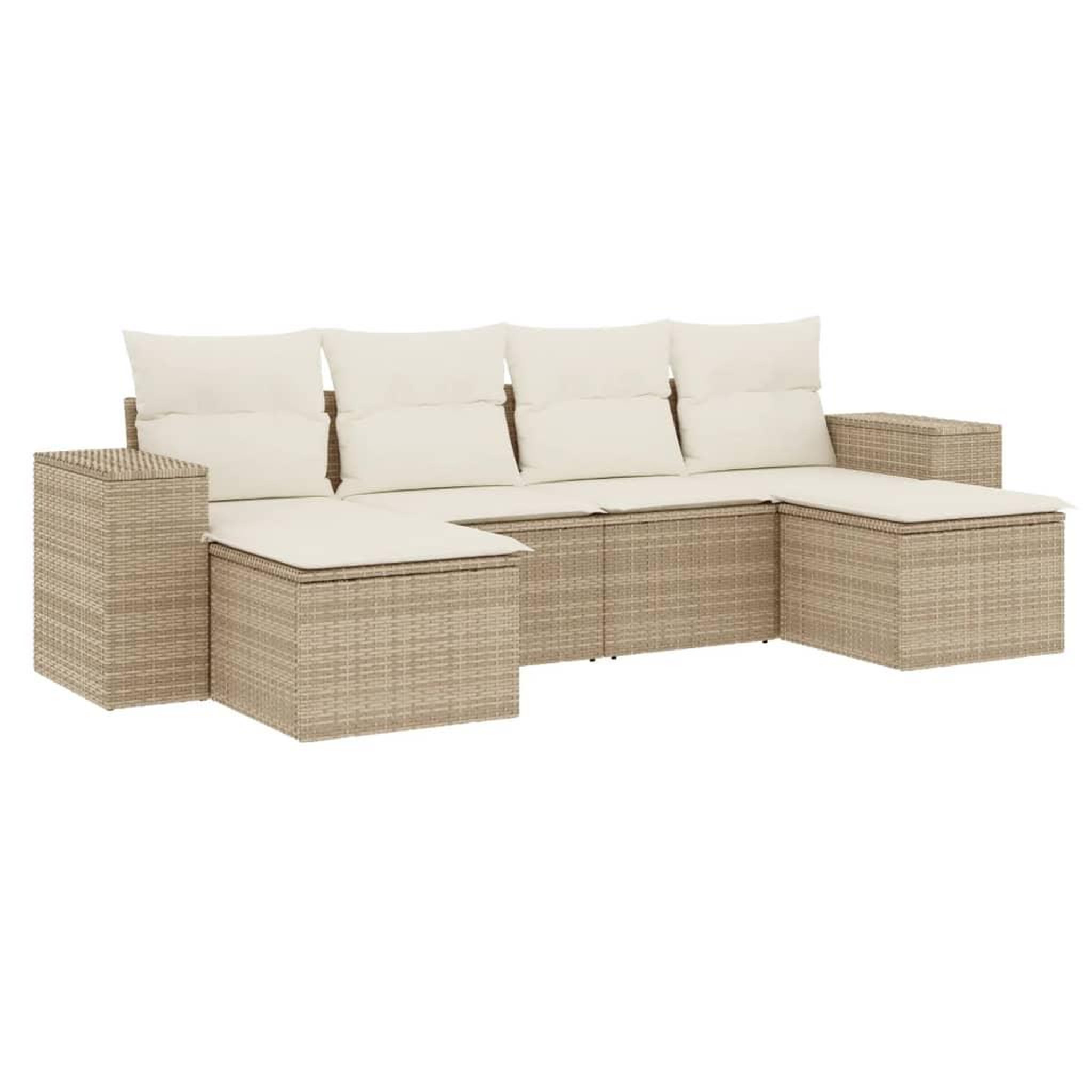 Voir la diapositive 2 : VIDAXL Salon de jardin avec coussins 6 pcs beige resine tressee