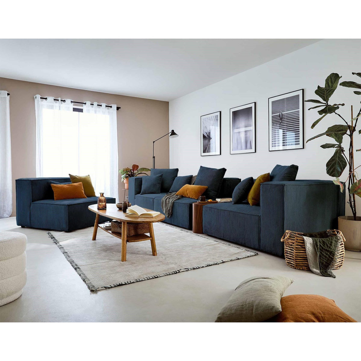 LISA DESIGN Colombine - module d'assise droit - en velours côtelé