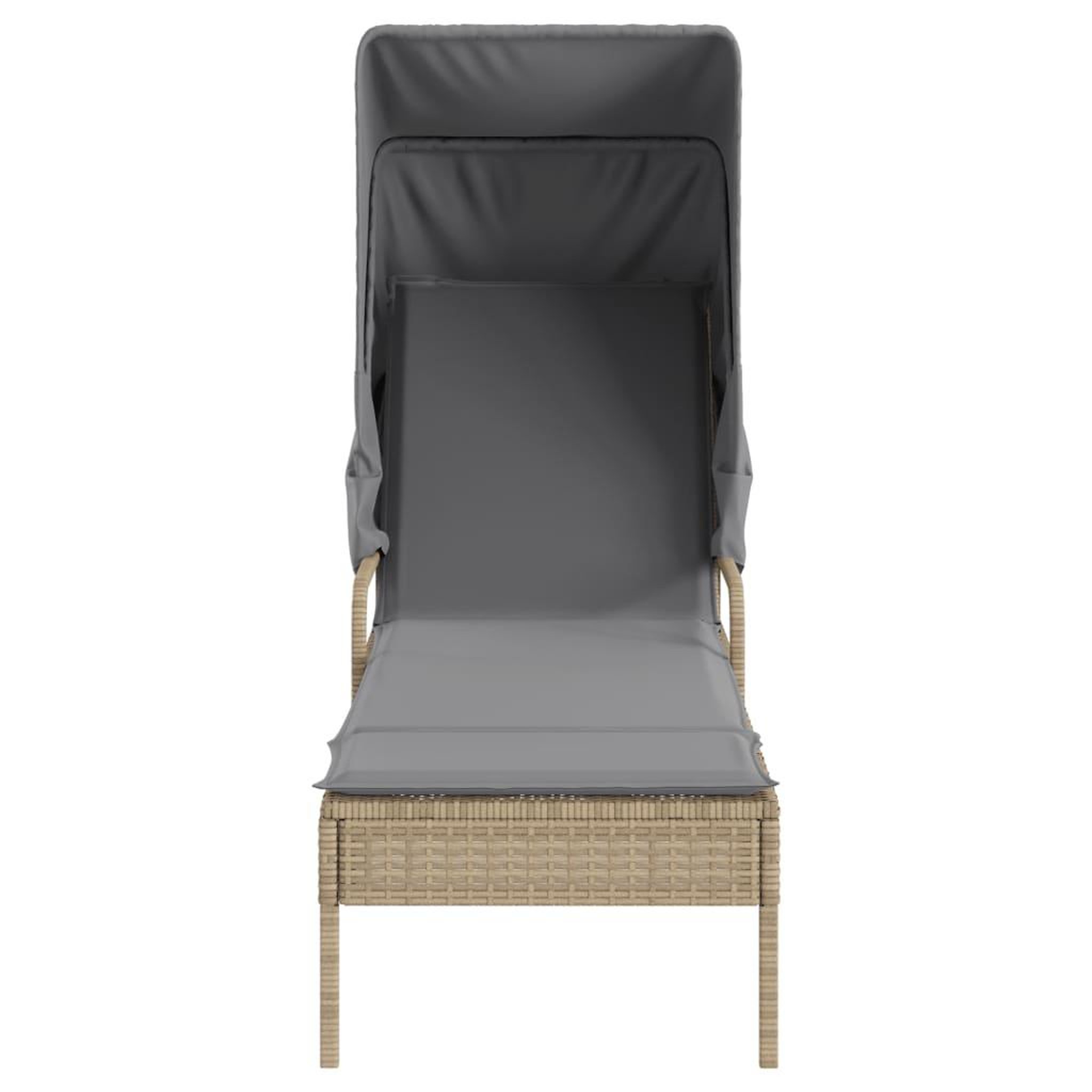 Voir la diapositive 4 : VIDAXL Chaise longue avec auvent et table beige resine tressee